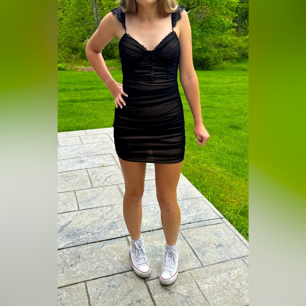 Windsor black bodycon stretchy mini SHORT party dress size med semi formal prom